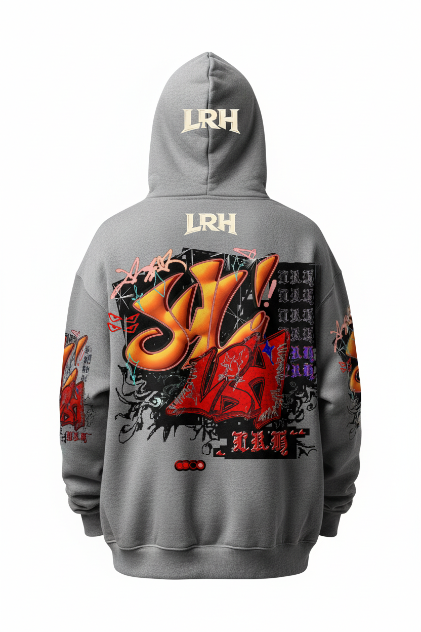 Trendsetting gray skater hoodie back view